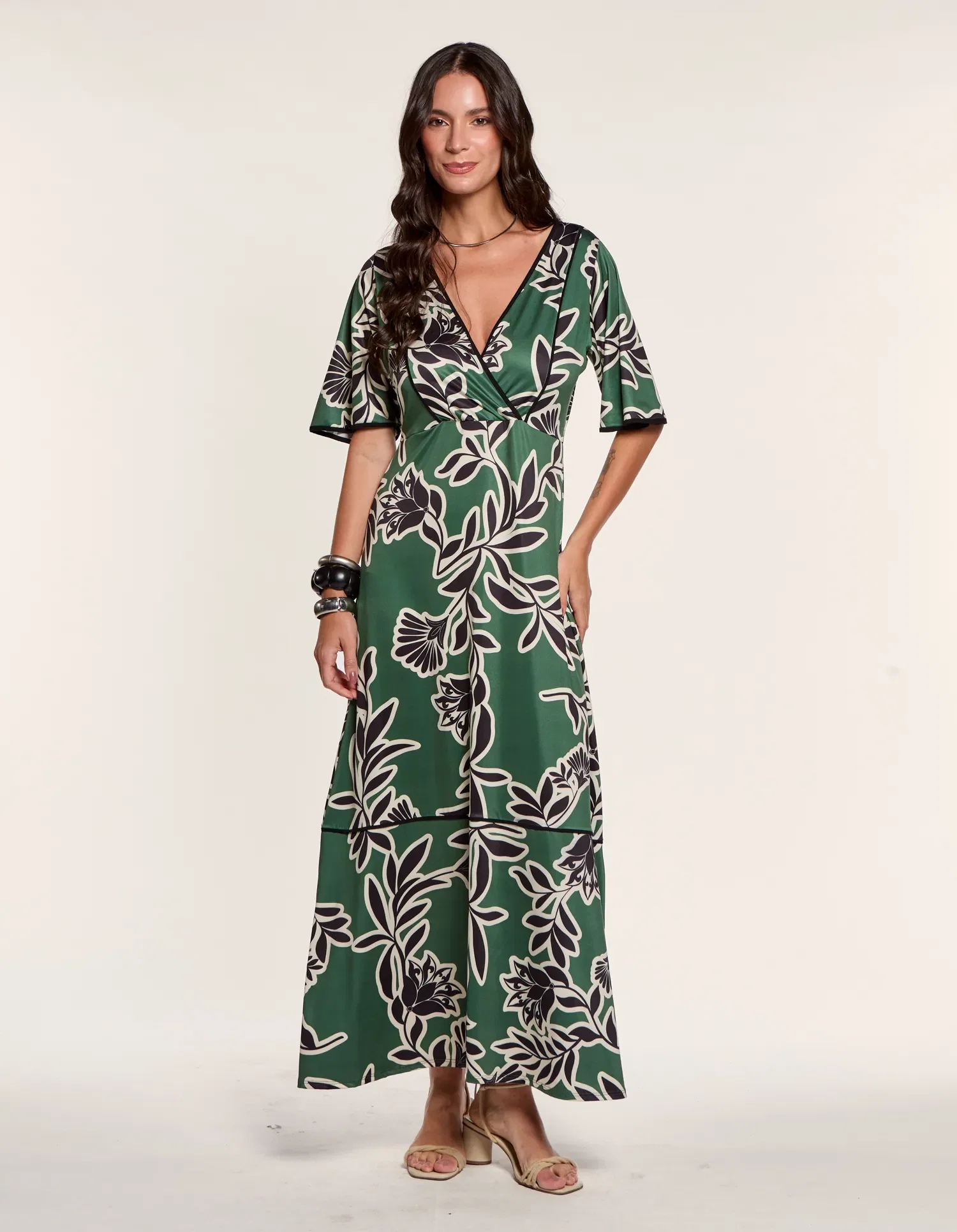 Vestido New Longo Estampado Artemis - Verde Continental