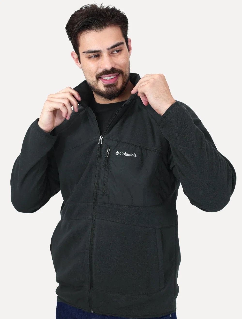 Blusa Columbia Masculina Fast Trek Overlay Full Zip Preta