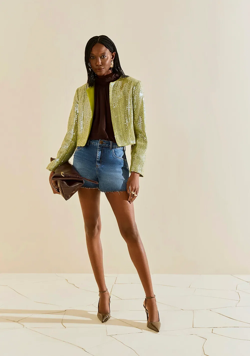 Shorts Morena Rosa Amplo Média Azul — imagem 1