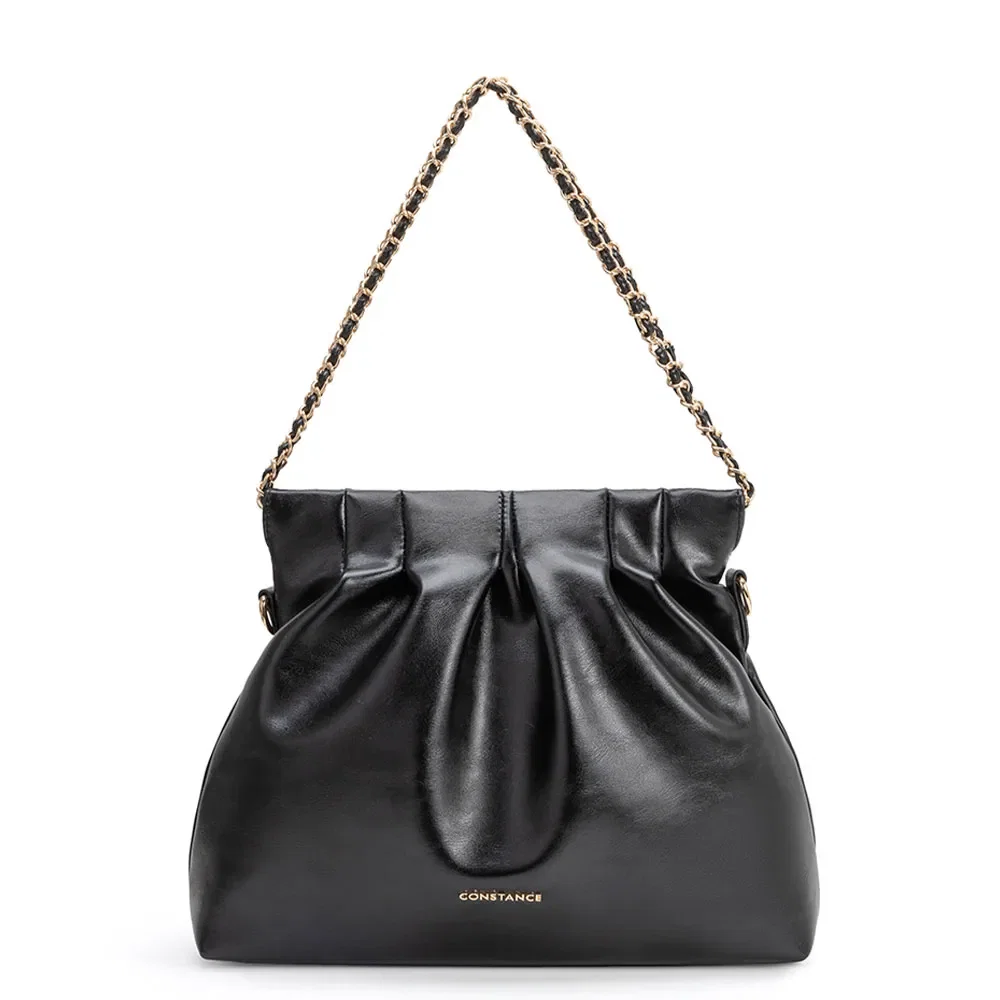 Bolsa Preta Ombro Pregas