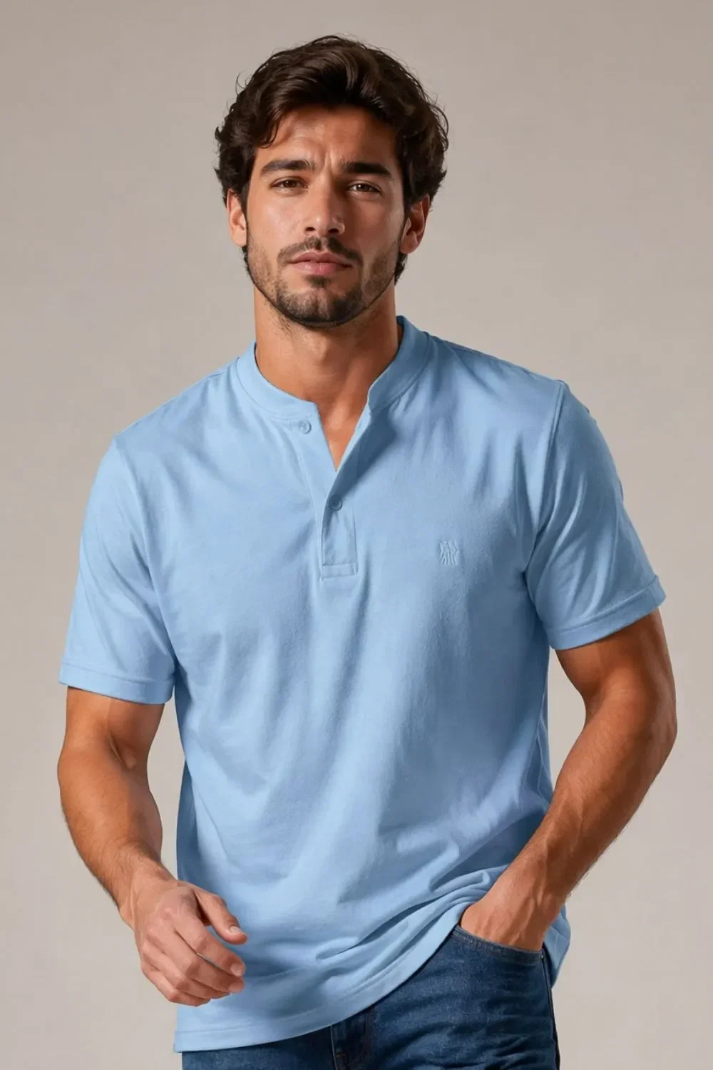 Polo Masculina Gola Portuguesa Polo Wear Azul Claro