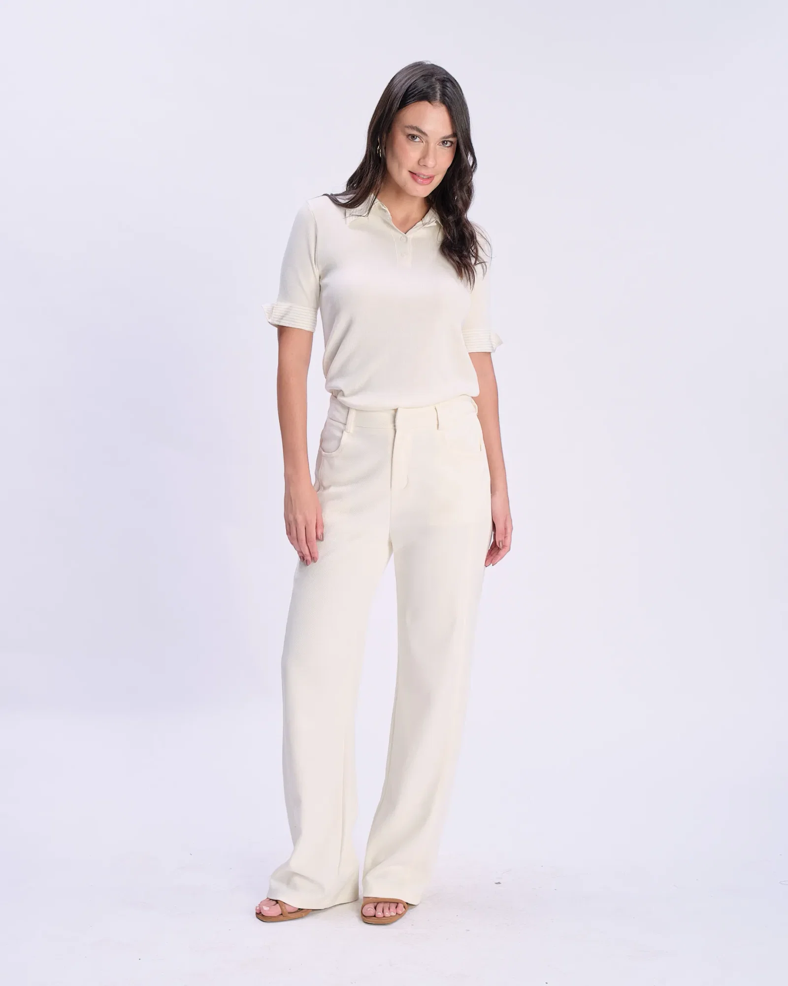 Calça Alfaiataria Recortes - Off White