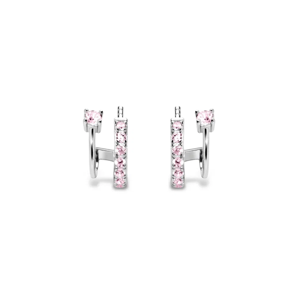 Brinco Life Fresh Duplo Prata Rosa