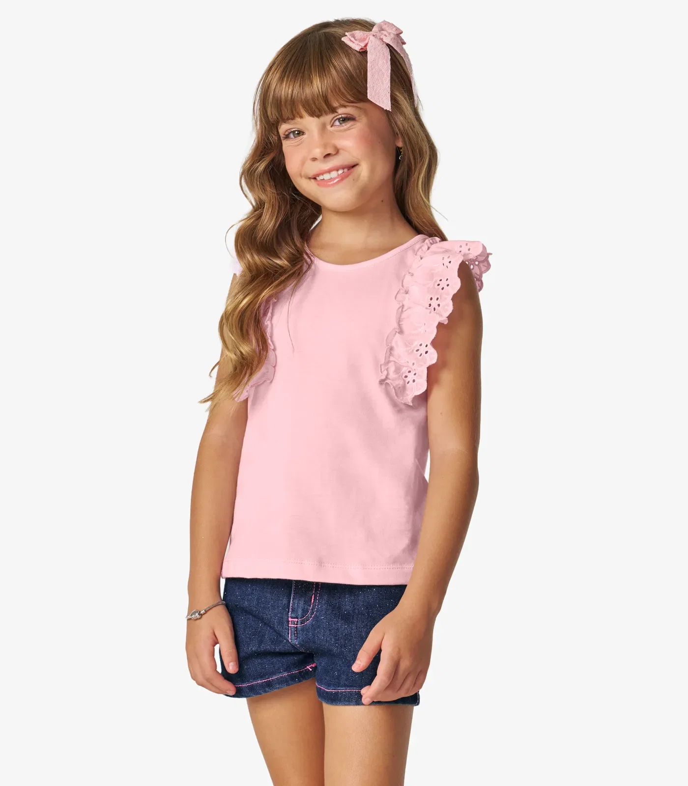 Conjunto Infantil Blusa Com Shorts Trick Nick Rosa — imagem 1
