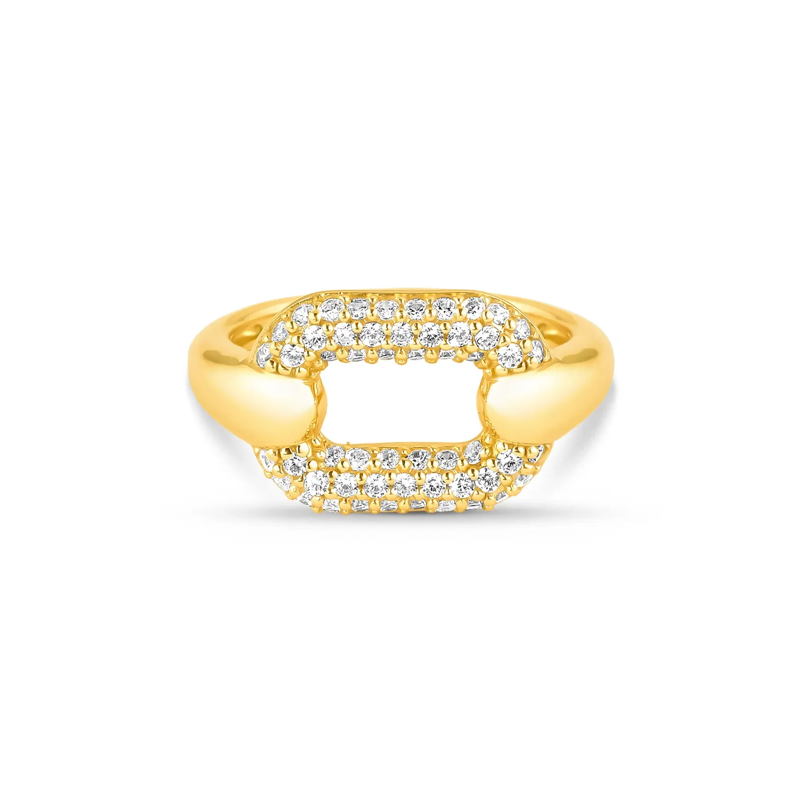Anel Life Infinity em Prata 925 com Banho de Ouro Amarelo 18k com Pedras Incolores