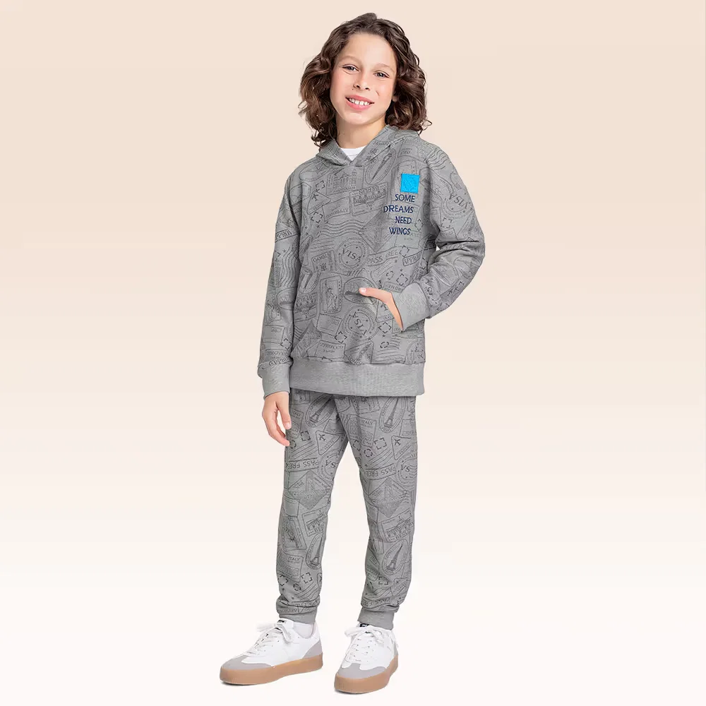 Conjunto blusão com capuz e calça em moletinho — imagem 1