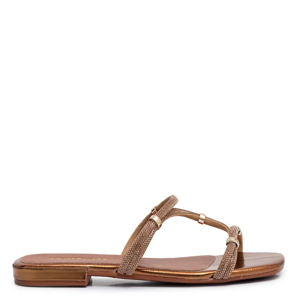 Rasteira Bronze Strass