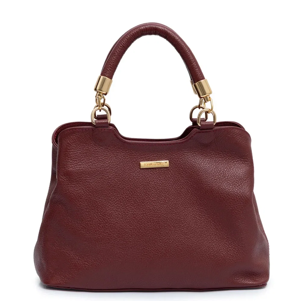 Bolsa Tote Bordô Couro Enfeite
