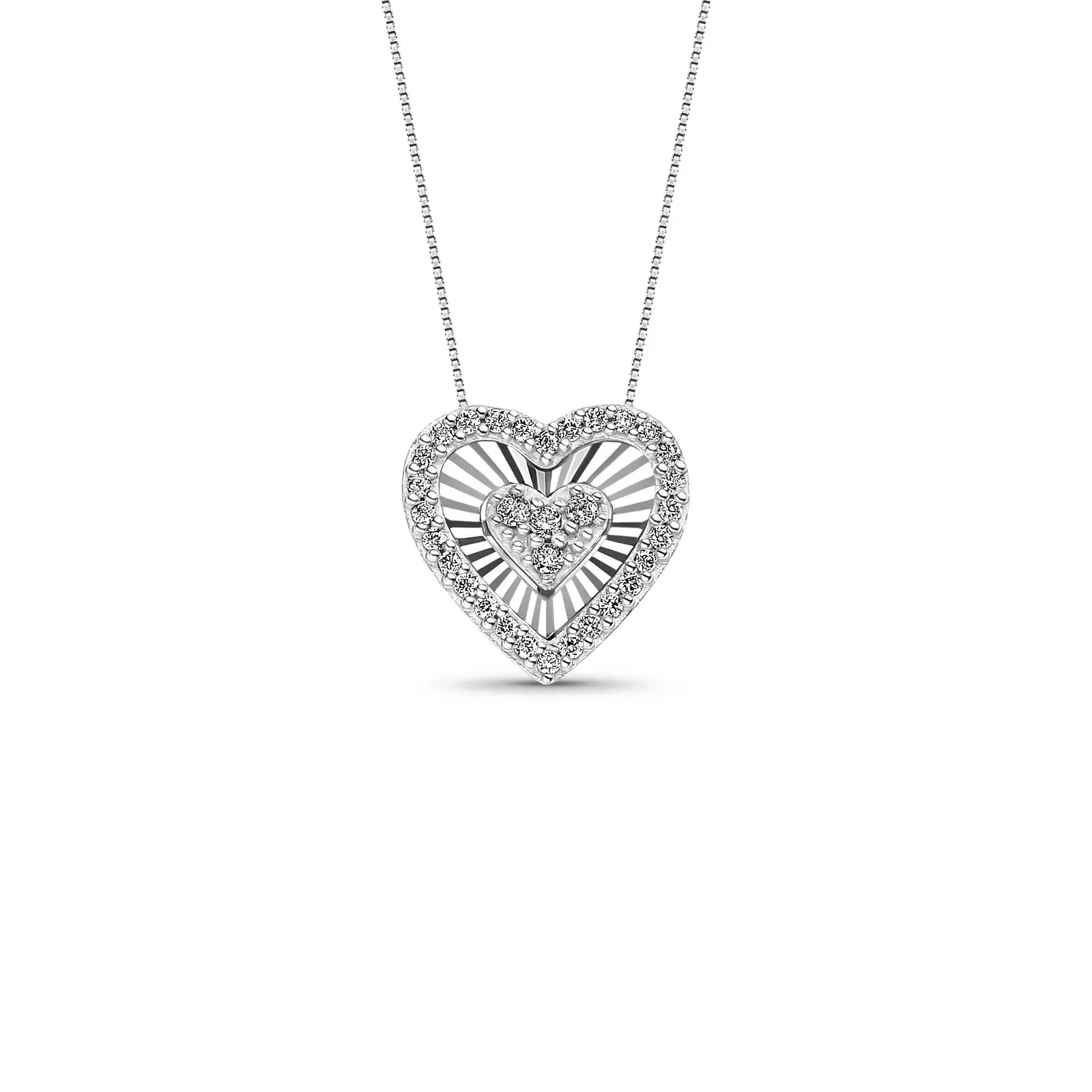 Pingente Lumina II Coração em Ouro Branco 18k com Diamantes 0,18 ct — imagem 1
