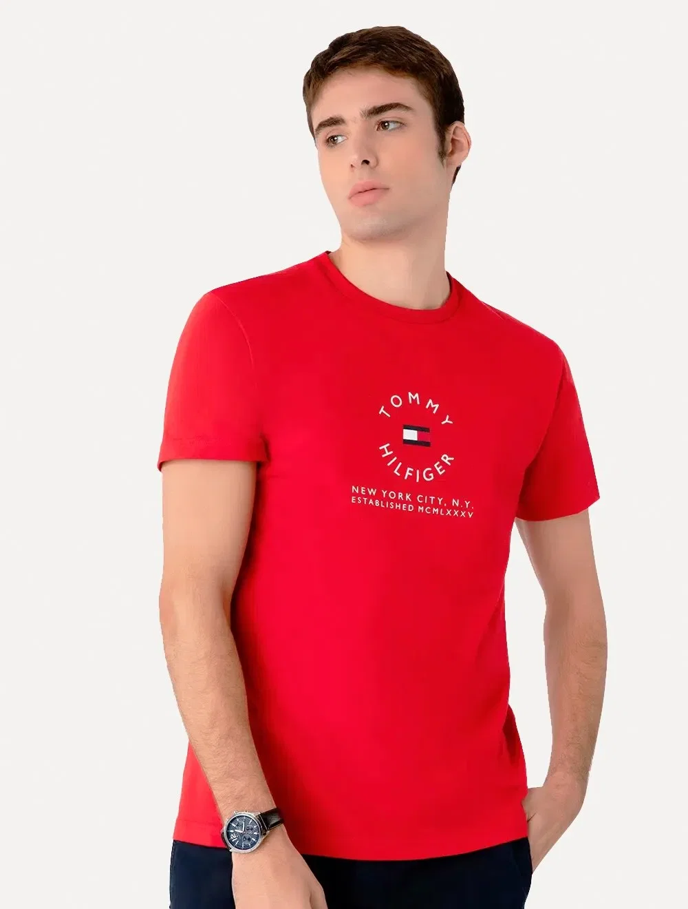 Camiseta Tommy Hilfiger Masculina Roundall Graphic Tee Vermelha