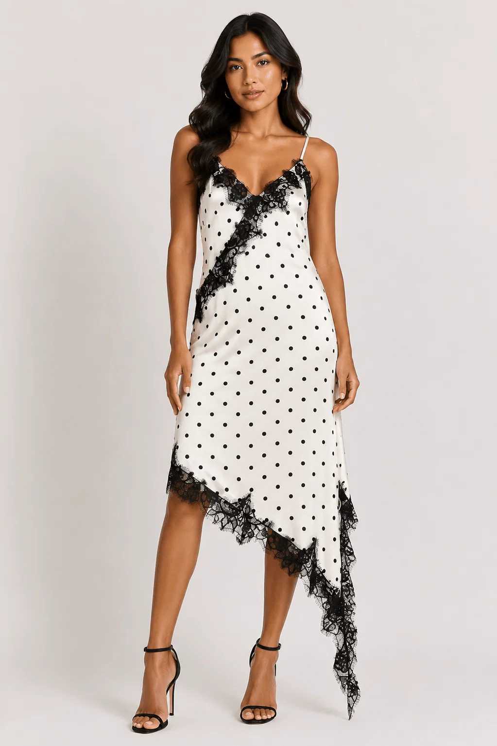 Vestido Detalhe Renda Barra Assimétrica - Branco — imagem 1