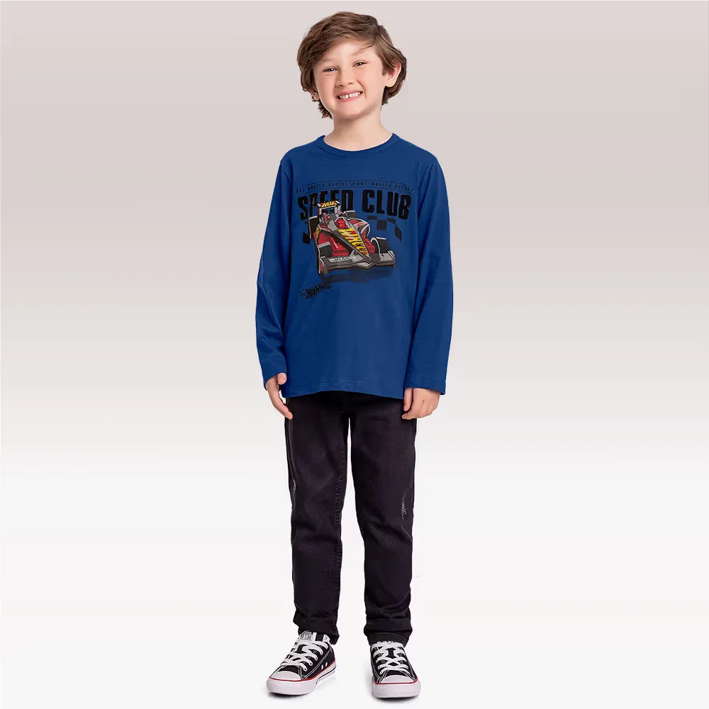 Camiseta manga longa Hot Wheels