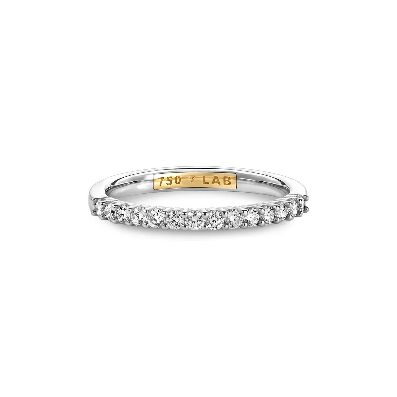 Meia Aliança Cielo em Ouro Branco com Diamante de Laboratório 0,24 ct — imagem 1