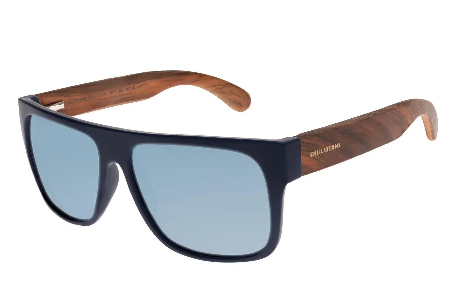 Óculos de Sol Masculino Chilli Beans Clássicos Bambu Azul Fosco — imagem 1