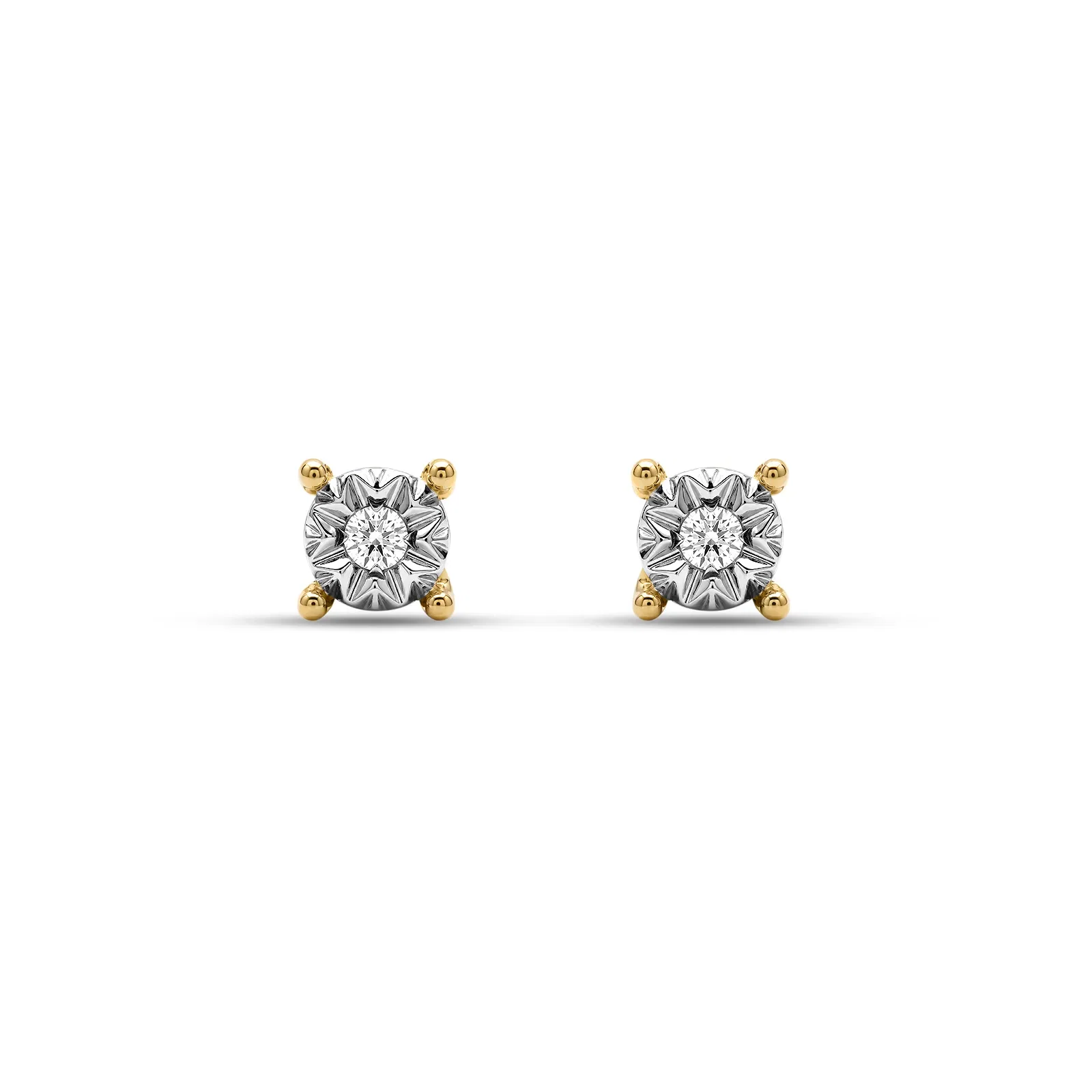 Brinco Solitário Illusion em Ouro Amarelo 18k com 0,020ct de Diamante