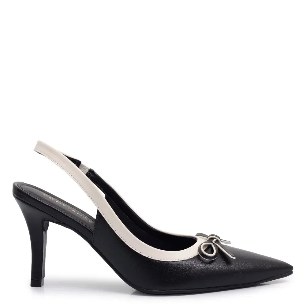 Scarpin Preto Bicolor Slingback Laço — imagem 1