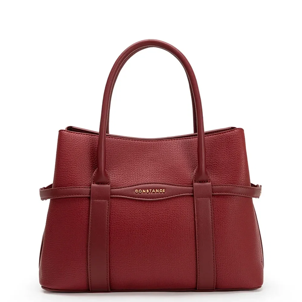 Bolsa Tote Vermelha Tiras Pesponto — imagem 1