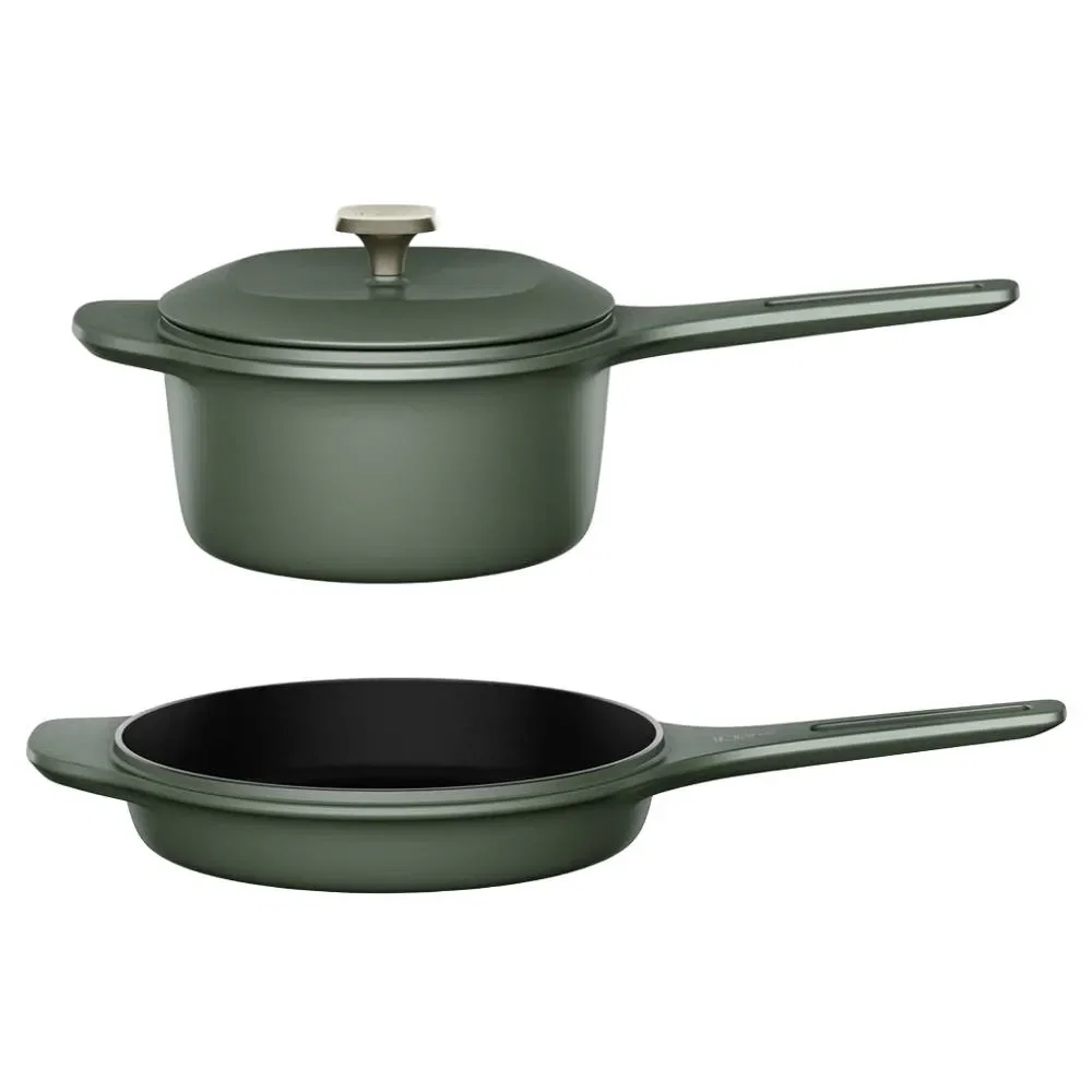 Kit Panela de Ferro Fundido Esmaltado Molheira 20cm + Frigideira de Ferro Fundido Esmaltado Electrolux 26cm verde Linha 100 Anos Celebre Preparos — imagem 1