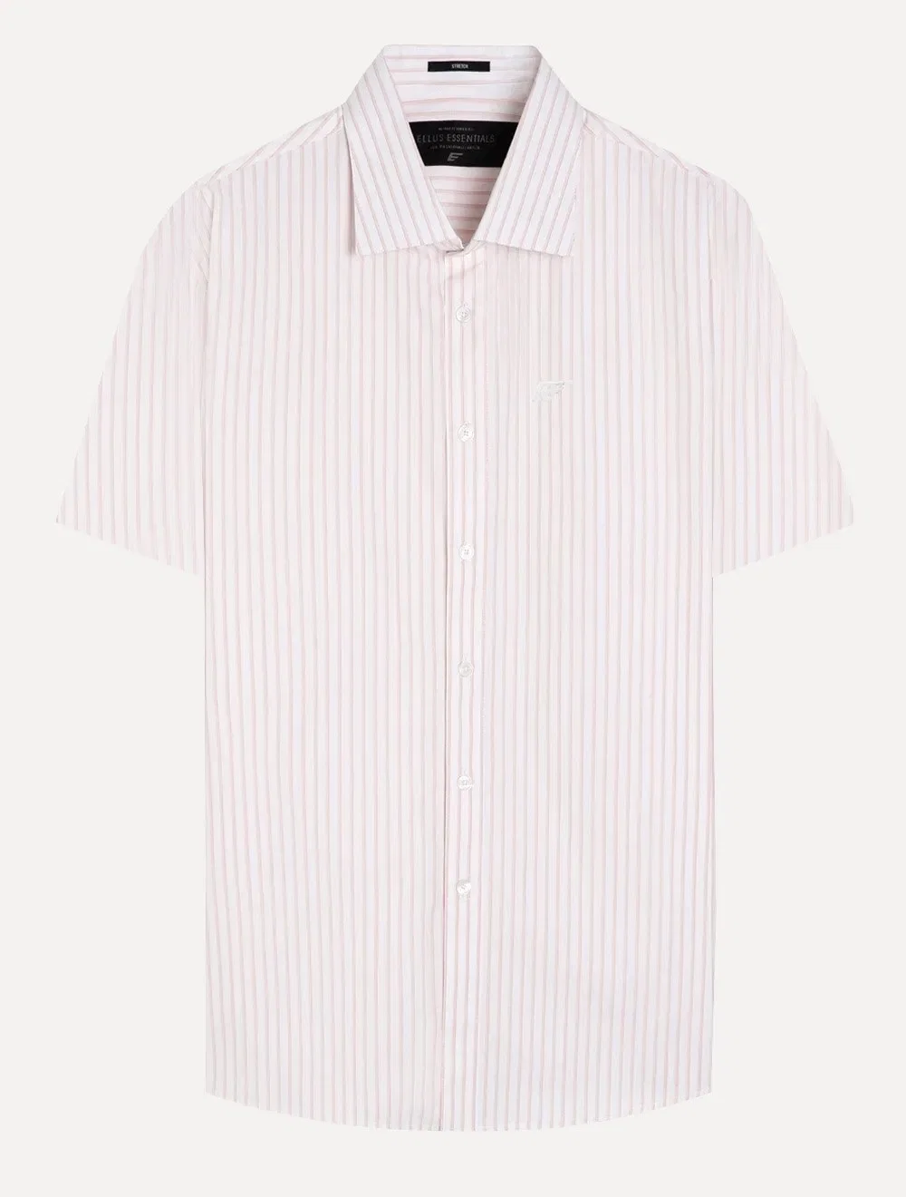 Camisa Ellus Masculina Manga Curta Tricoline Glennwood Stripe Branca