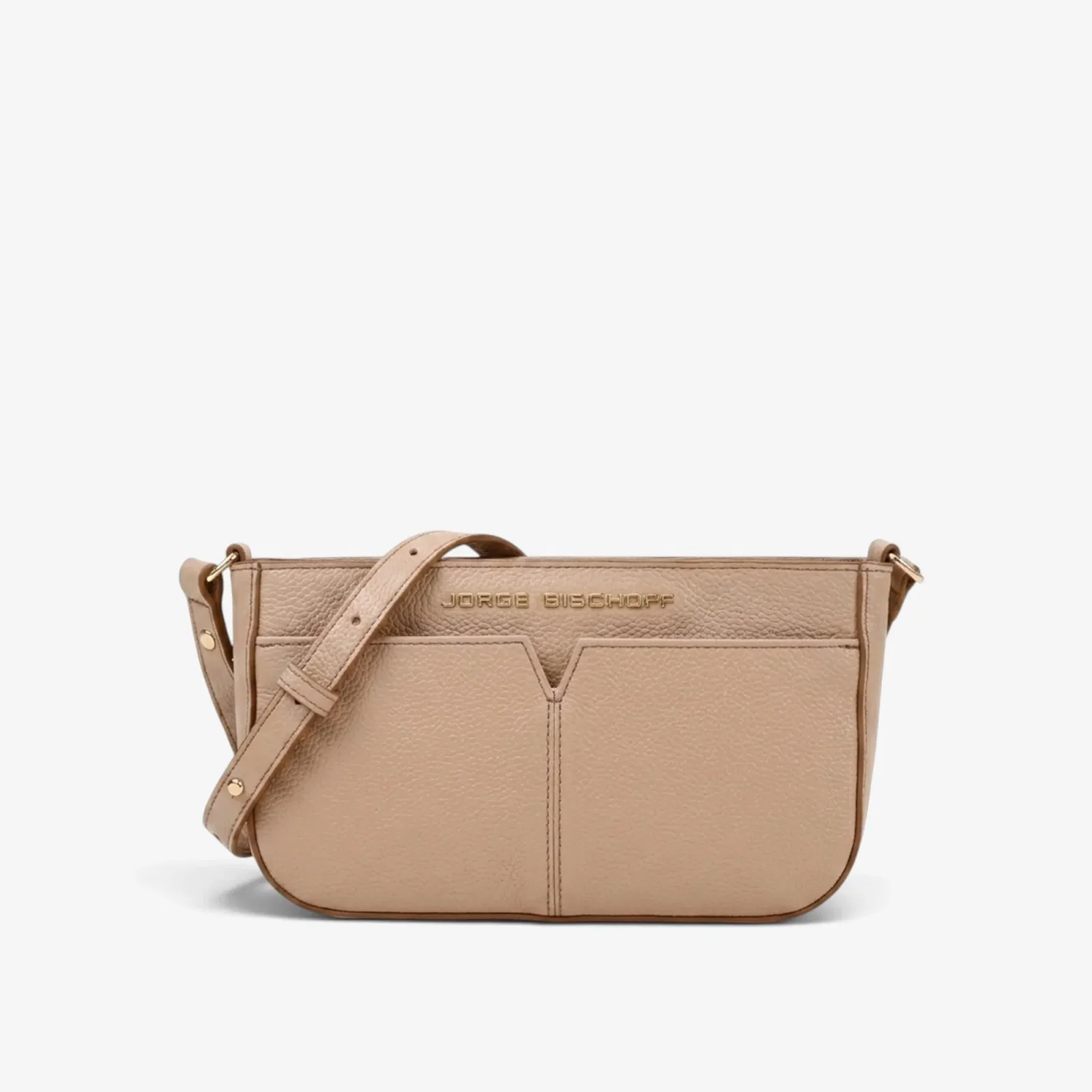 Bolsa Transversal Nude Areia Couro