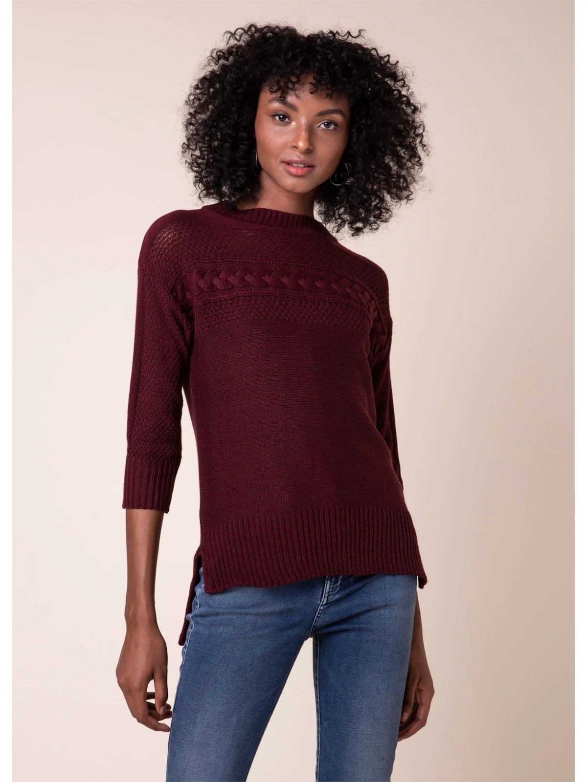 Tricot Trança Bordeaux