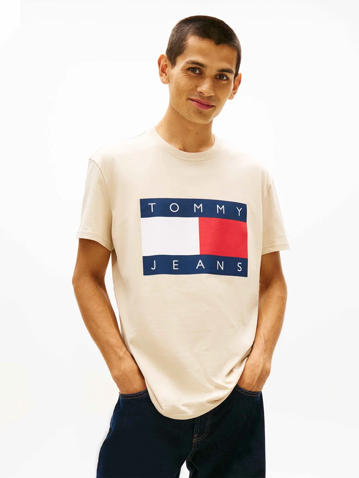 Camiseta de Gola Redonda com Emblema da Bandeira — imagem 1