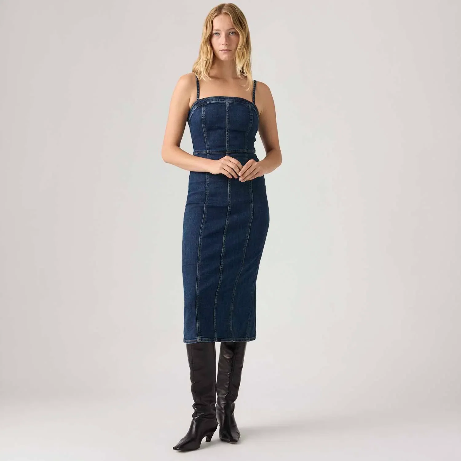 Vestido Jeans Levi's® Seamed Lavagem Média