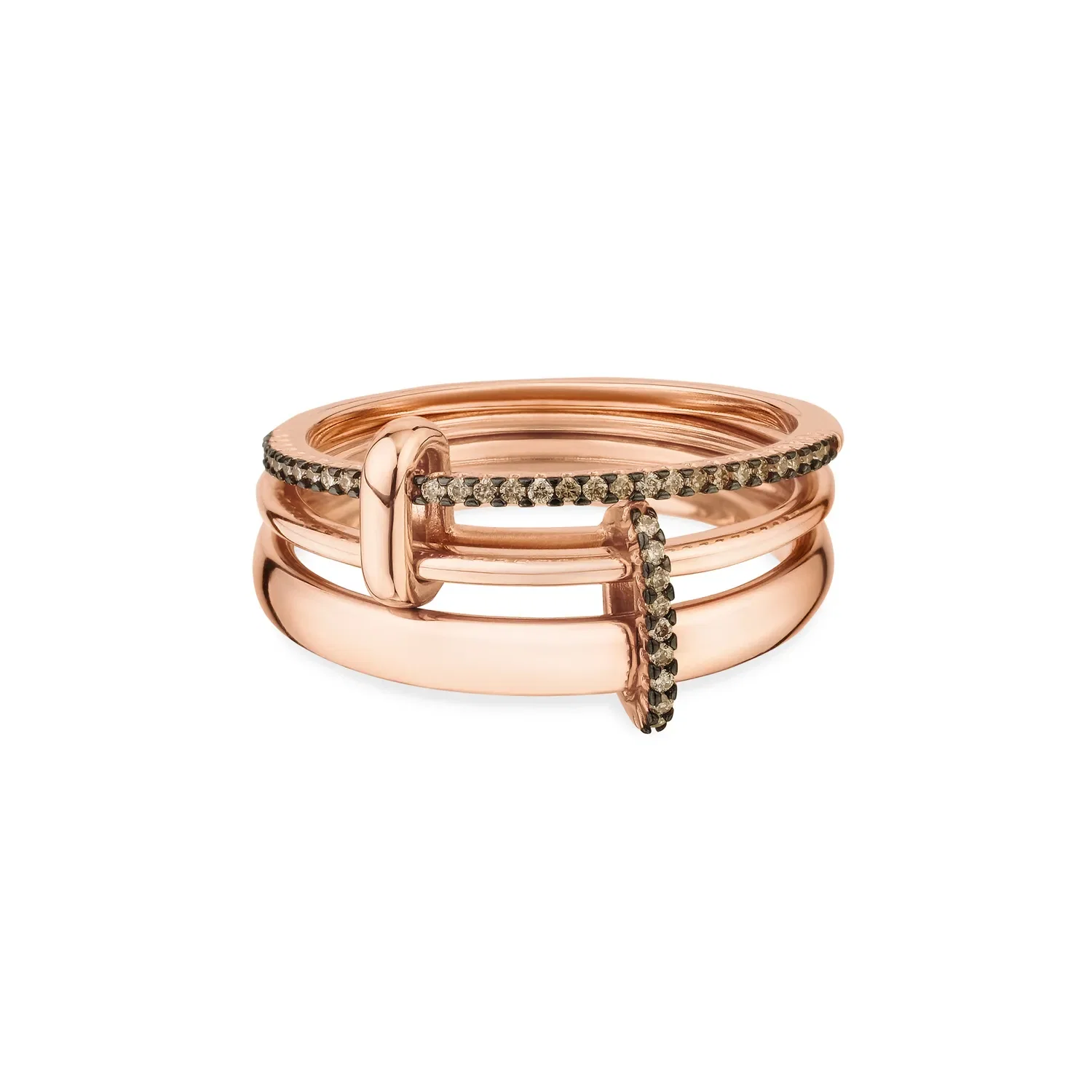 Anel Elos em Ouro Rosé 18k com Diamantes Brown