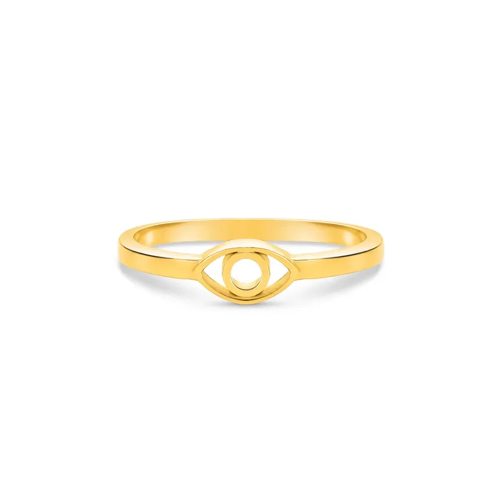 Anel Life Olho Grego em Prata 925 com Banho de Ouro Amarelo 18k