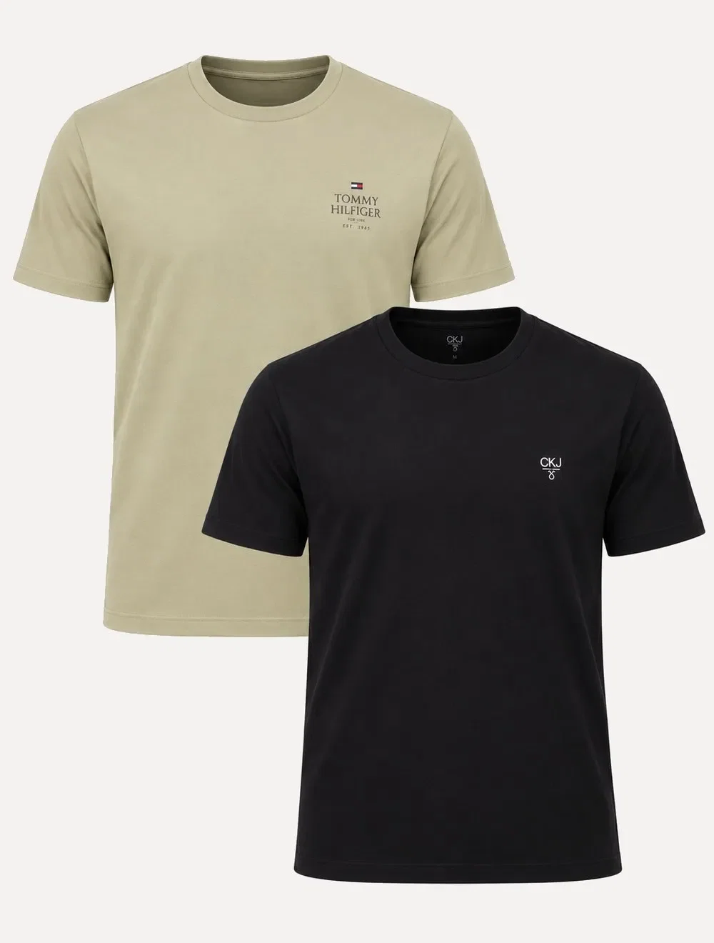 Kit Camisetas Tommy Hilfiger / Calvin Klein | Cáqui / Preta