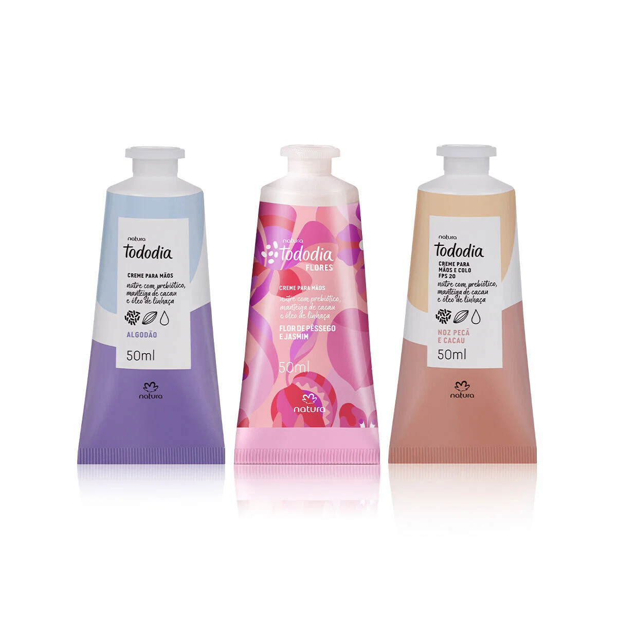 Kit Creme para as Mãos Tododia Algodão + Noz Pecã e Cacau + Cereja e Avelã 3 produtos de 50 ml