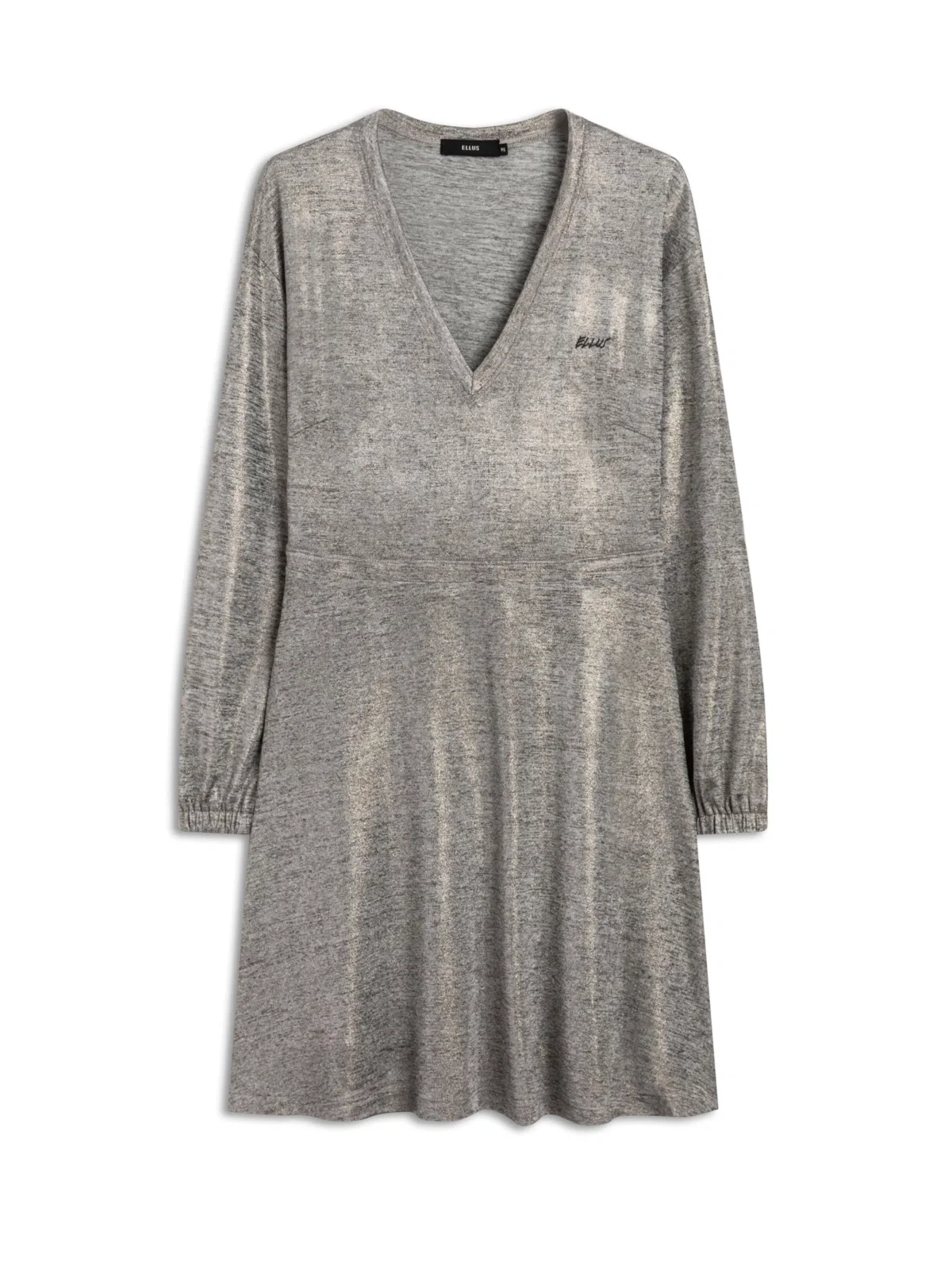 Vestido Jersey Foil Metalico Cinza Mescla