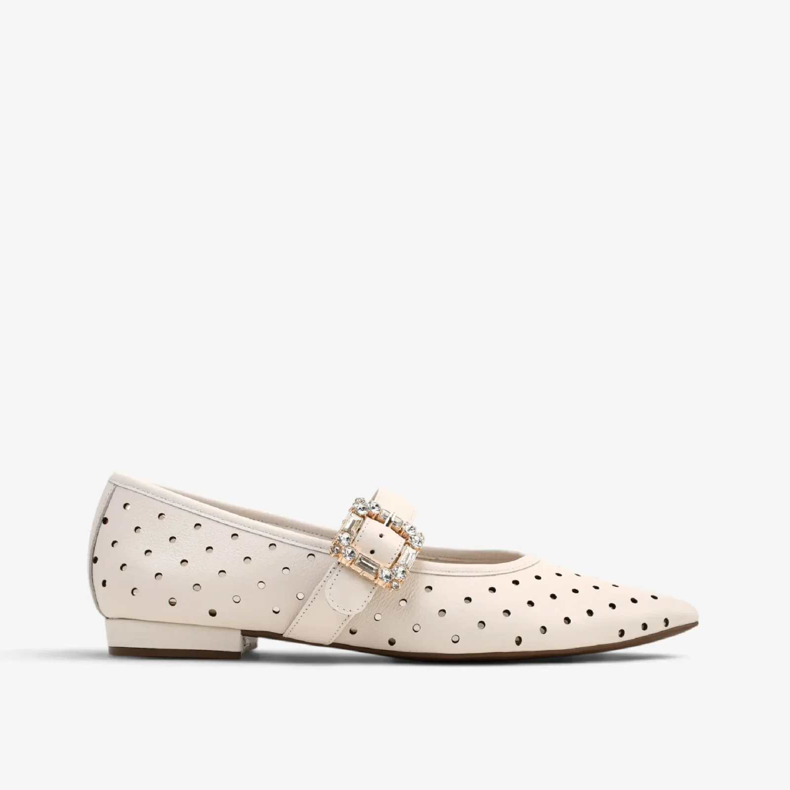 Sapatilha Off White Algodão Fivela Couro