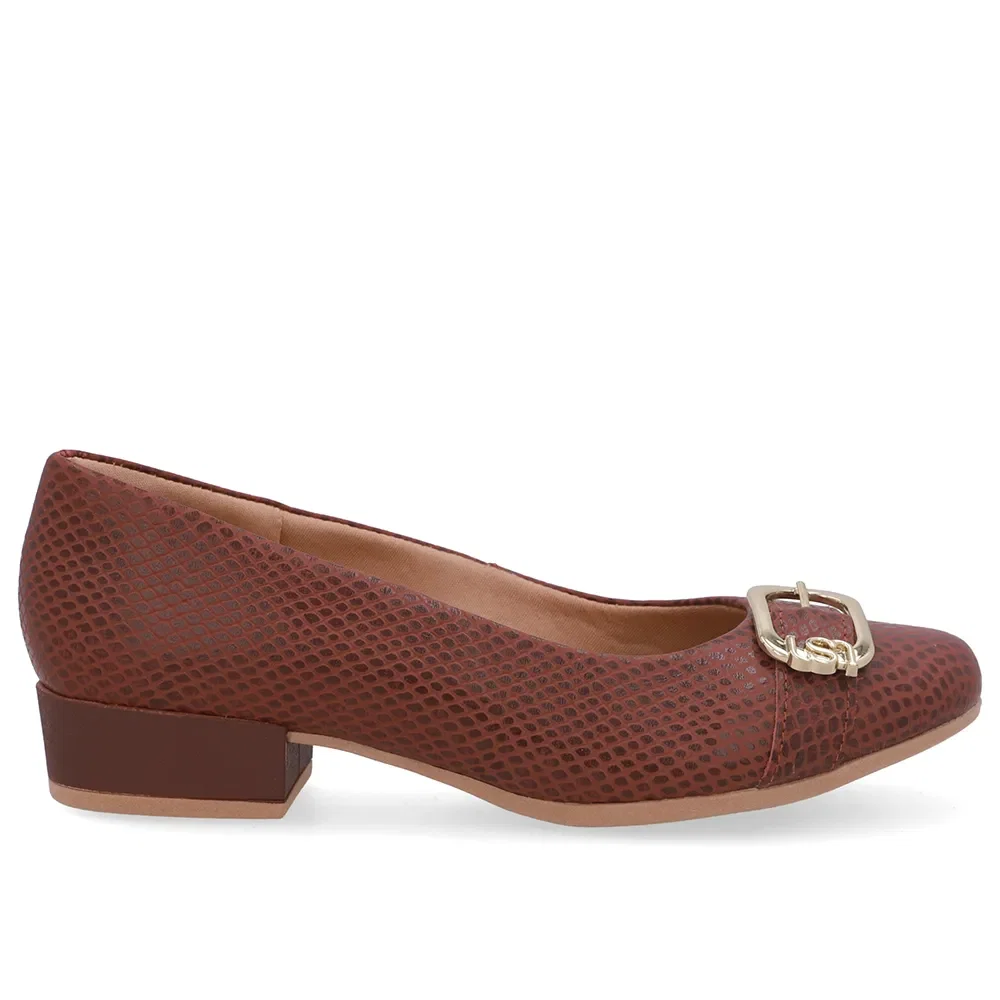 Scarpin Vermelho Bico Redondo Couro — imagem 1