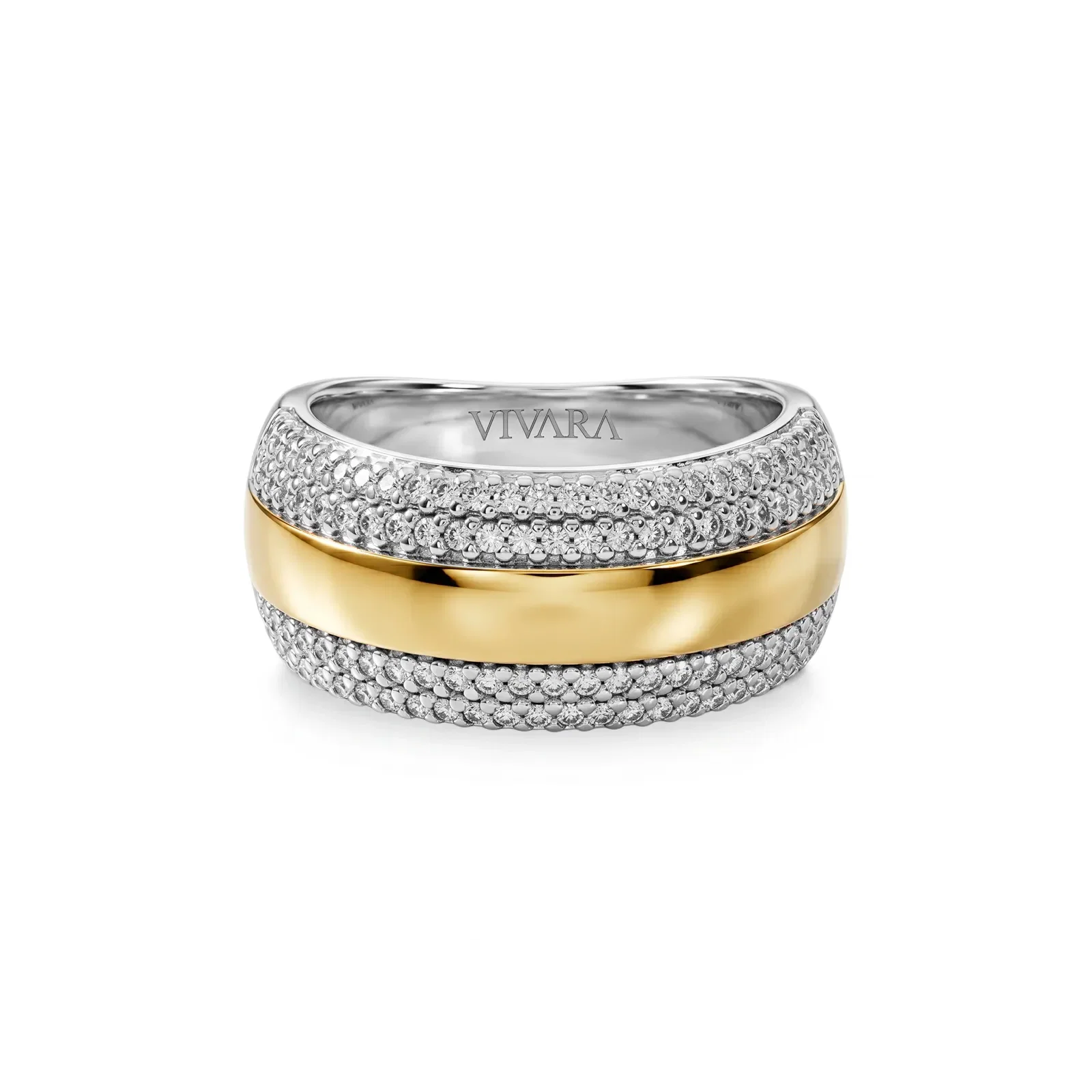 Anel Tulum em Prata 925 e Ouro Amarelo 18k com Diamantes — imagem 1