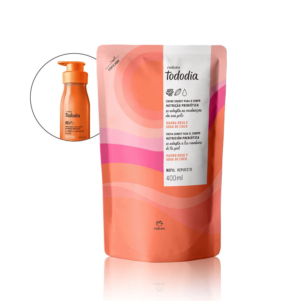Refil Creme Sorbet Desodorante Nutritivo para o Corpo Tododia Manga Rosa e Água de Coco 400 ml