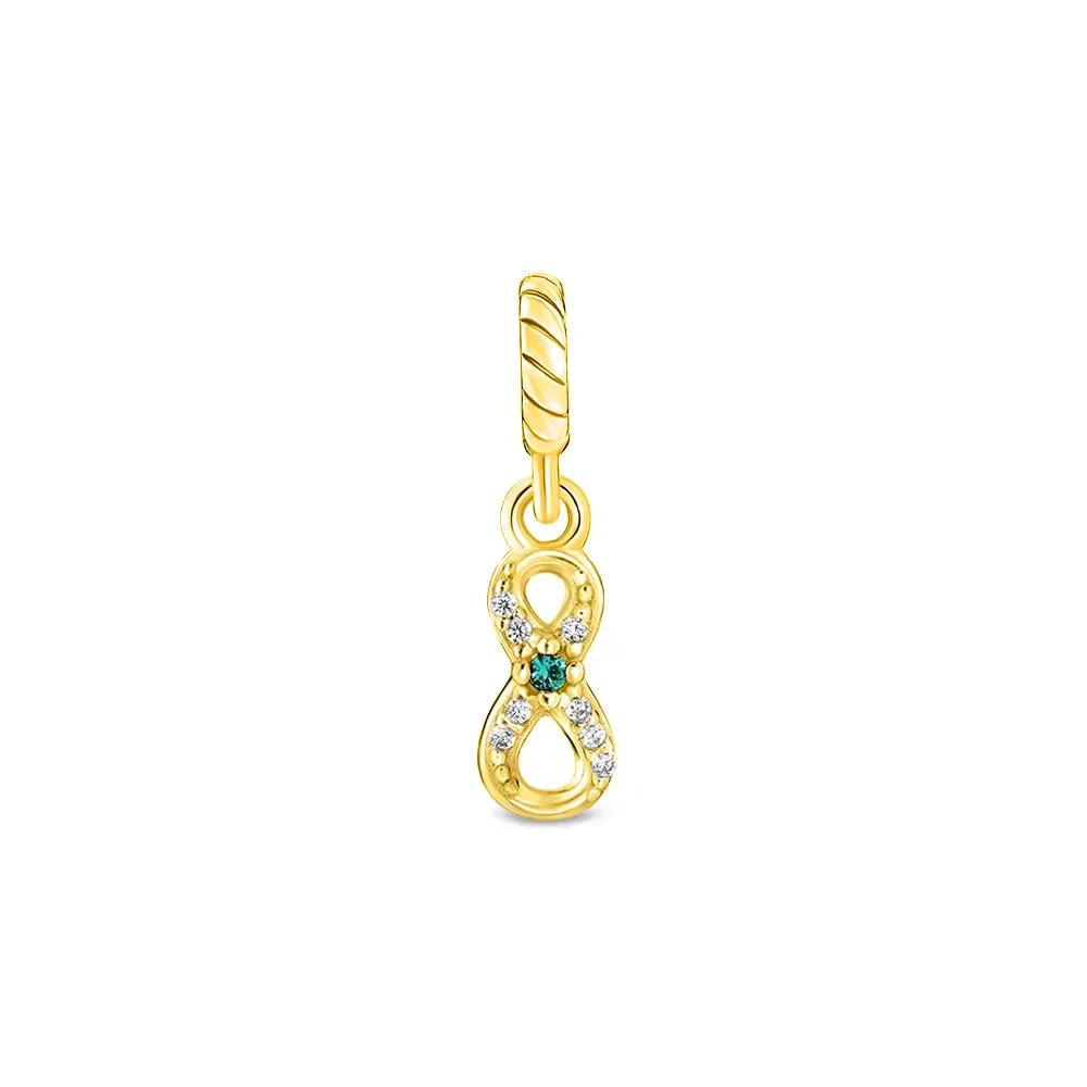 Pingente Life Patuás III Infinito em Prata 925 com Banho de Ouro Amarelo 18k, Pedras Verdes e Incolores — imagem 1