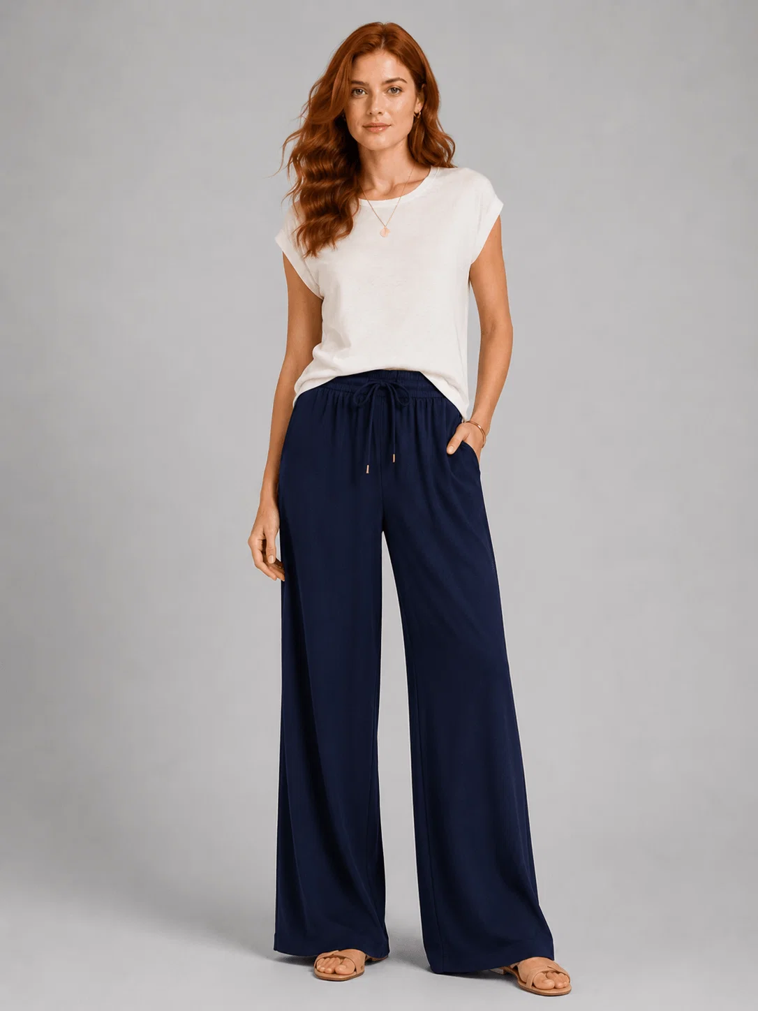 Calça Pantalona Cadarco Com Ponteira - Azul