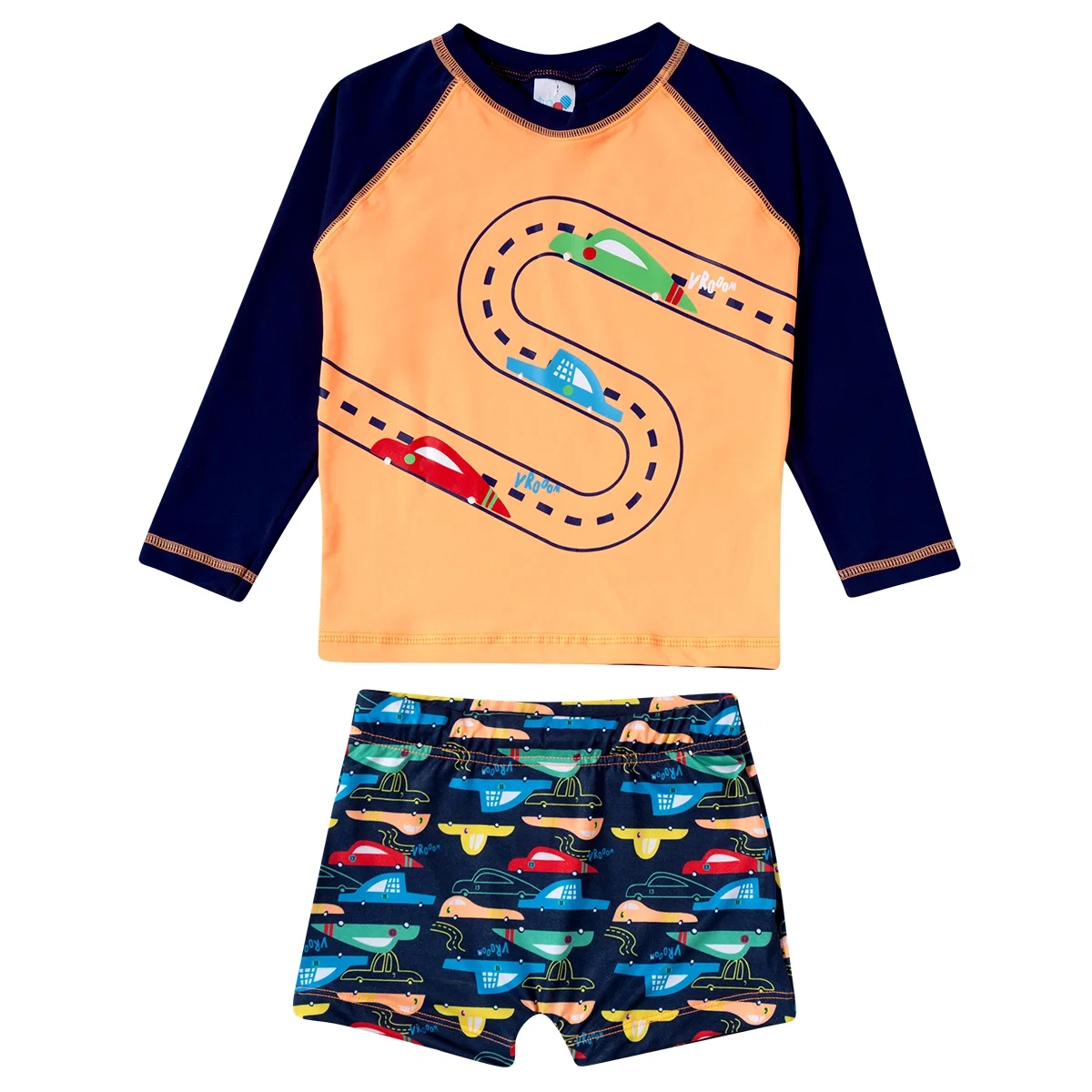 Conjunto Praia Juvenil Carrinhos Divertidos Lycra Proteção Uv 50+ Tip Top