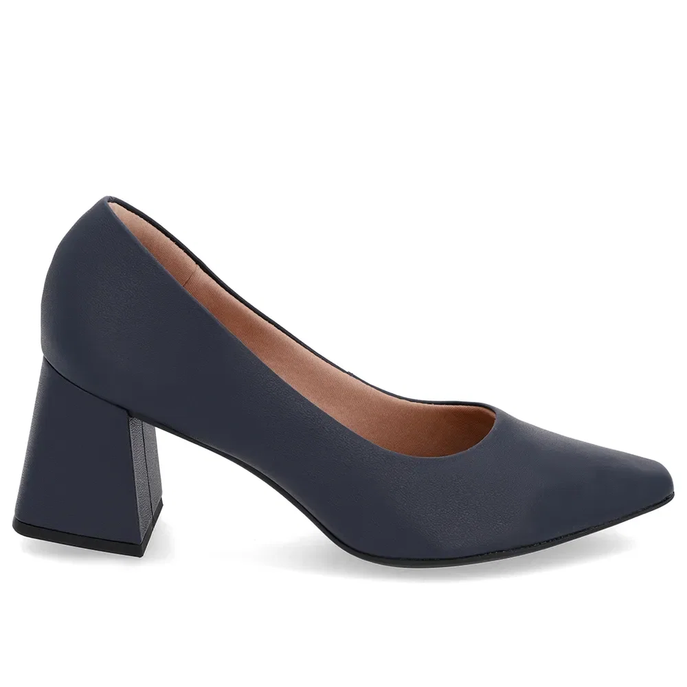 Scarpin Básico Couro Azul Bico Fino — imagem 1