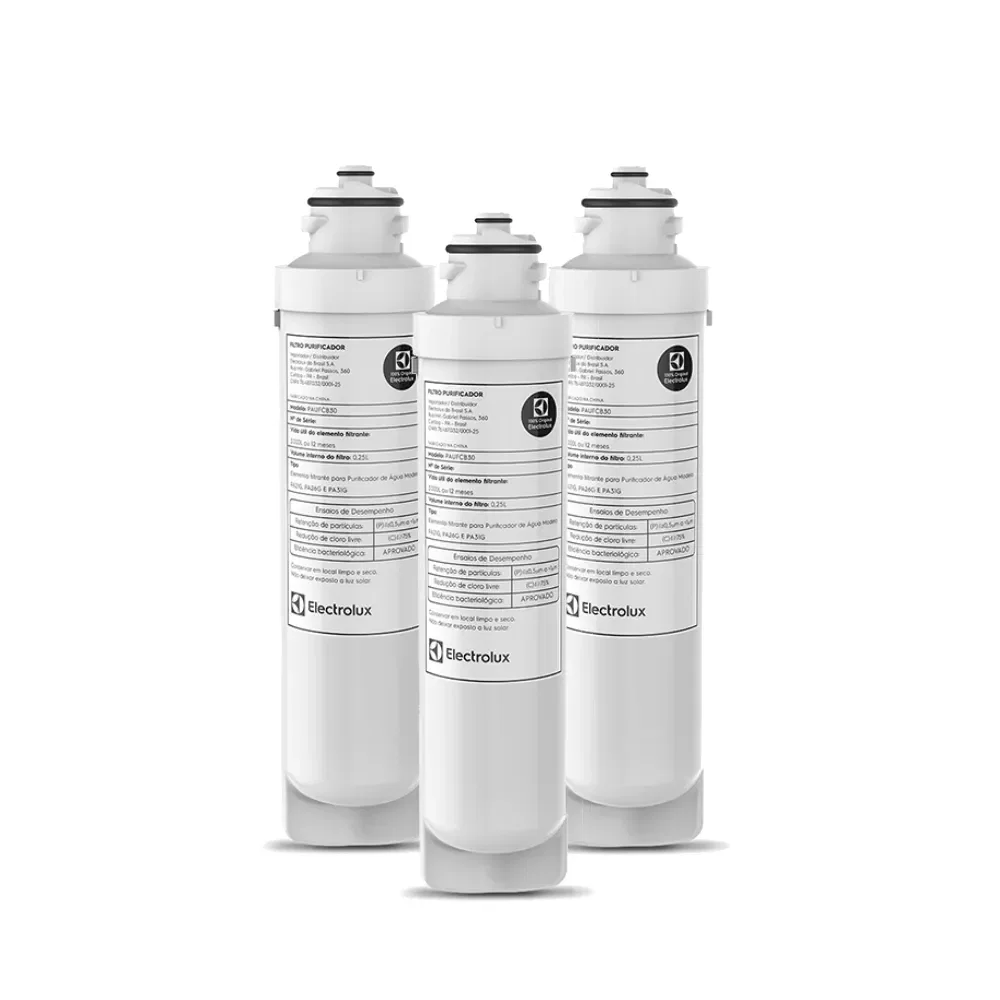 Kit 3 Filtros / Refis ORIGINAIS para Purificador de Água PA21G / PA26G / PA31G Electrolux