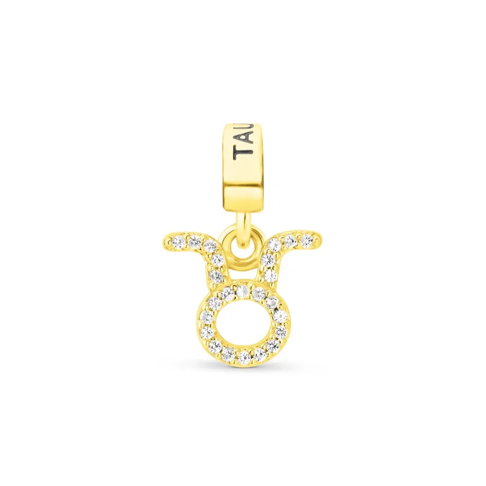 Pingente Life Signo Touro em Prata 925 com Banho de Ouro Amarelo 18k e Pedras Incolores — imagem 1