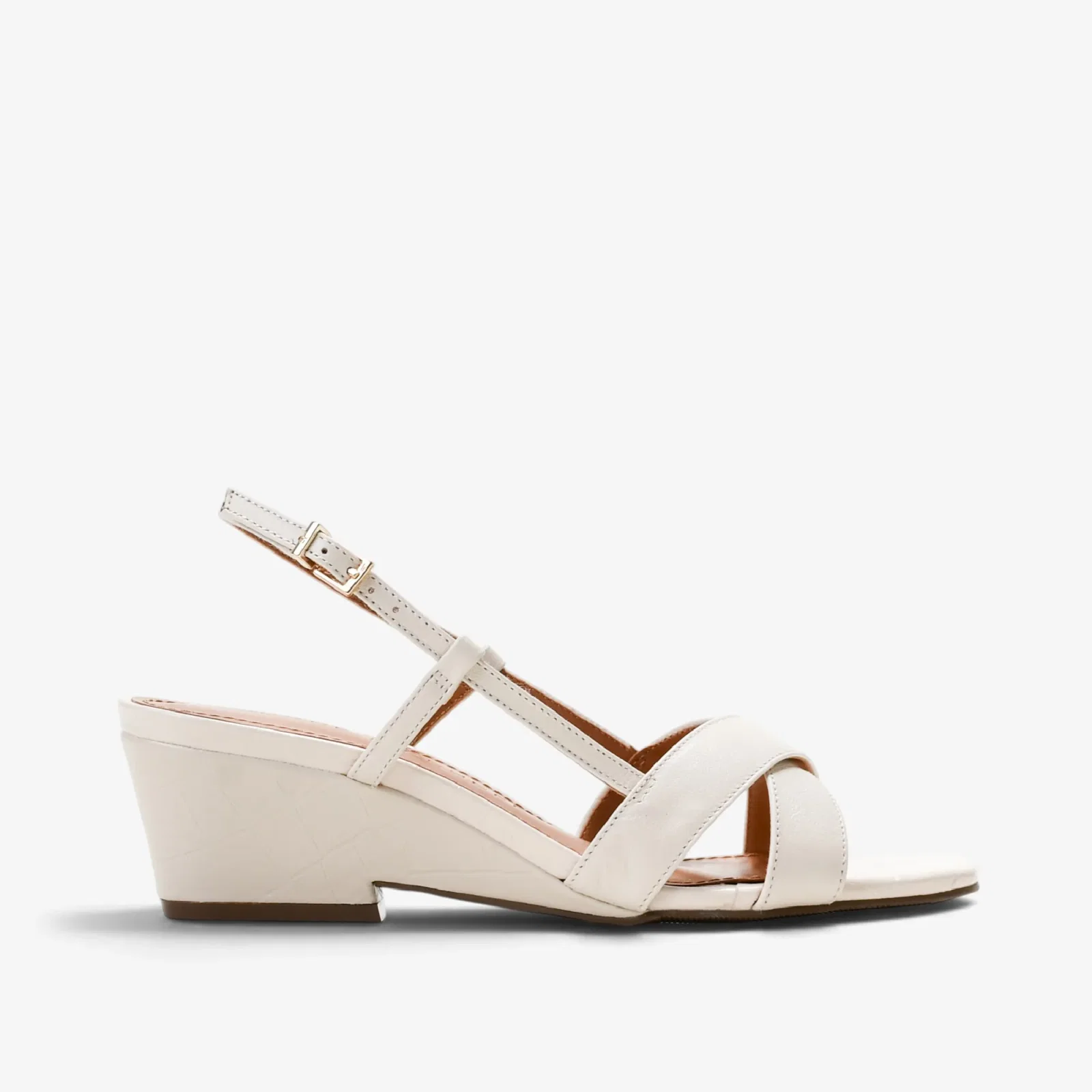 Sandália Off White Algodão Couro