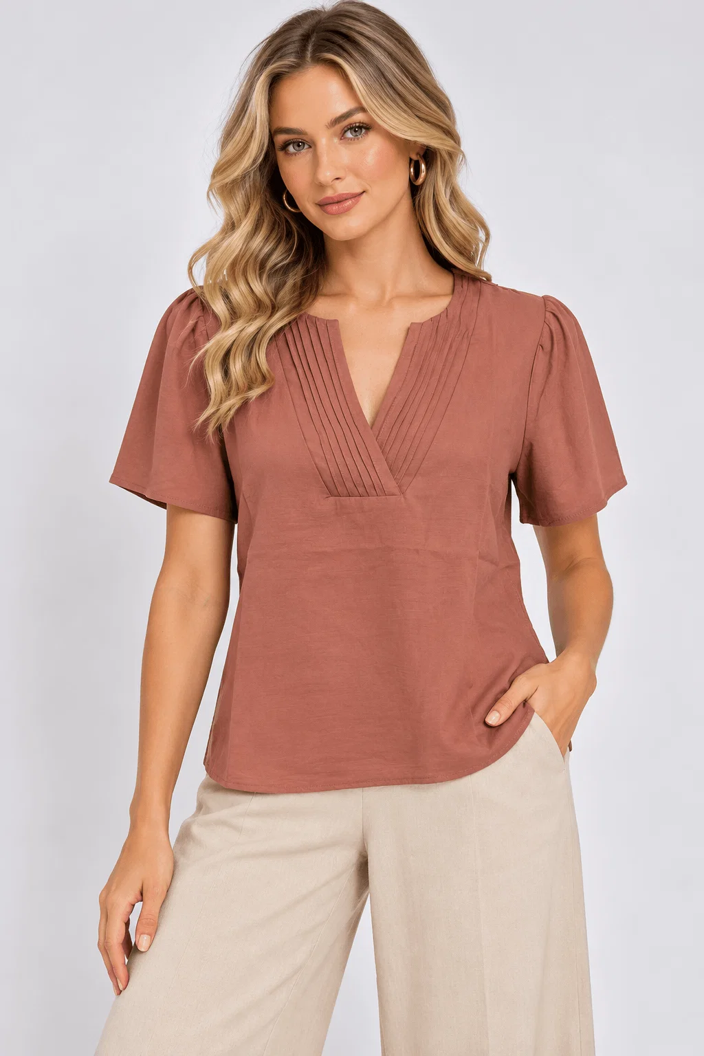Blusa Ampla Nervuras - Rose