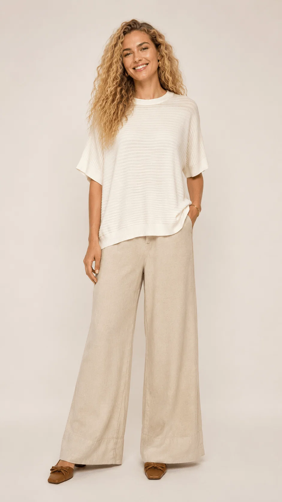 Blusa Ampla Tricot - Branco — imagem 1