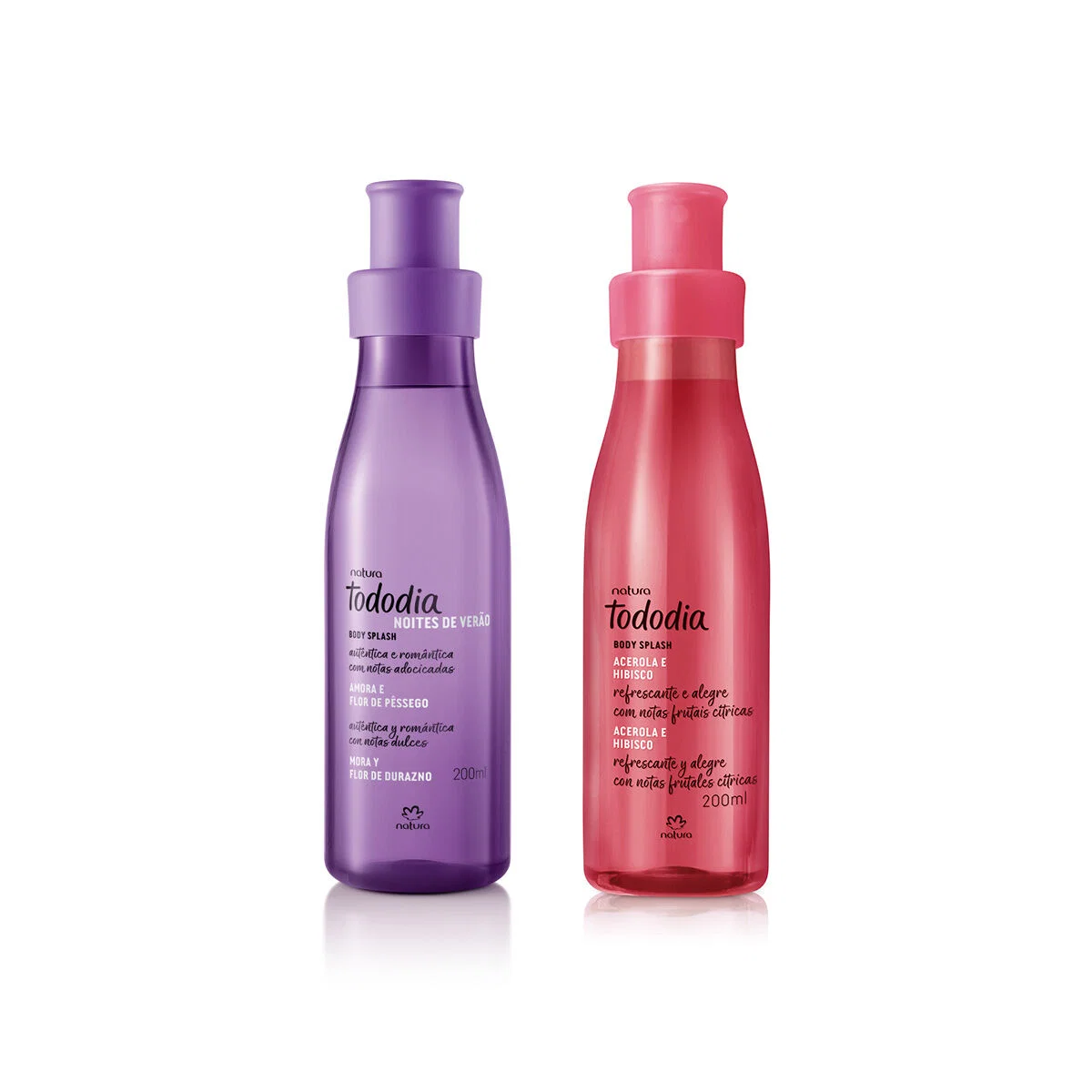 Kit Body Splash Tododia Amora e Flor de Pêssego + Acerola e Hibisco 2 produtos de 200 ml