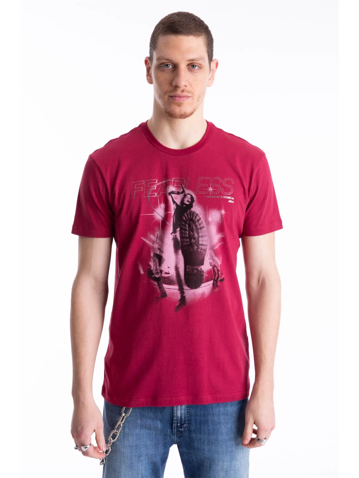 T-Shirt Cotton Fine Fearless Rock Bordeaux — imagem 1