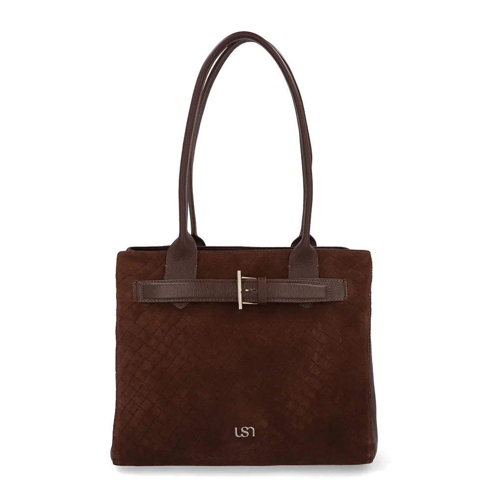 Bolsa Shopper Couro Camurça Matelassê Marrom