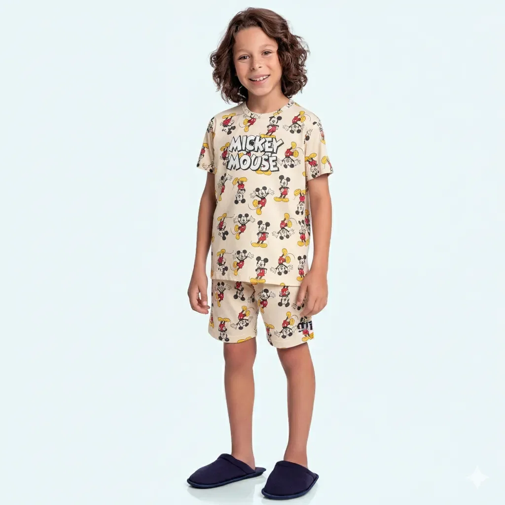 Conjunto pijama camiseta e bermuda Mickey — imagem 1
