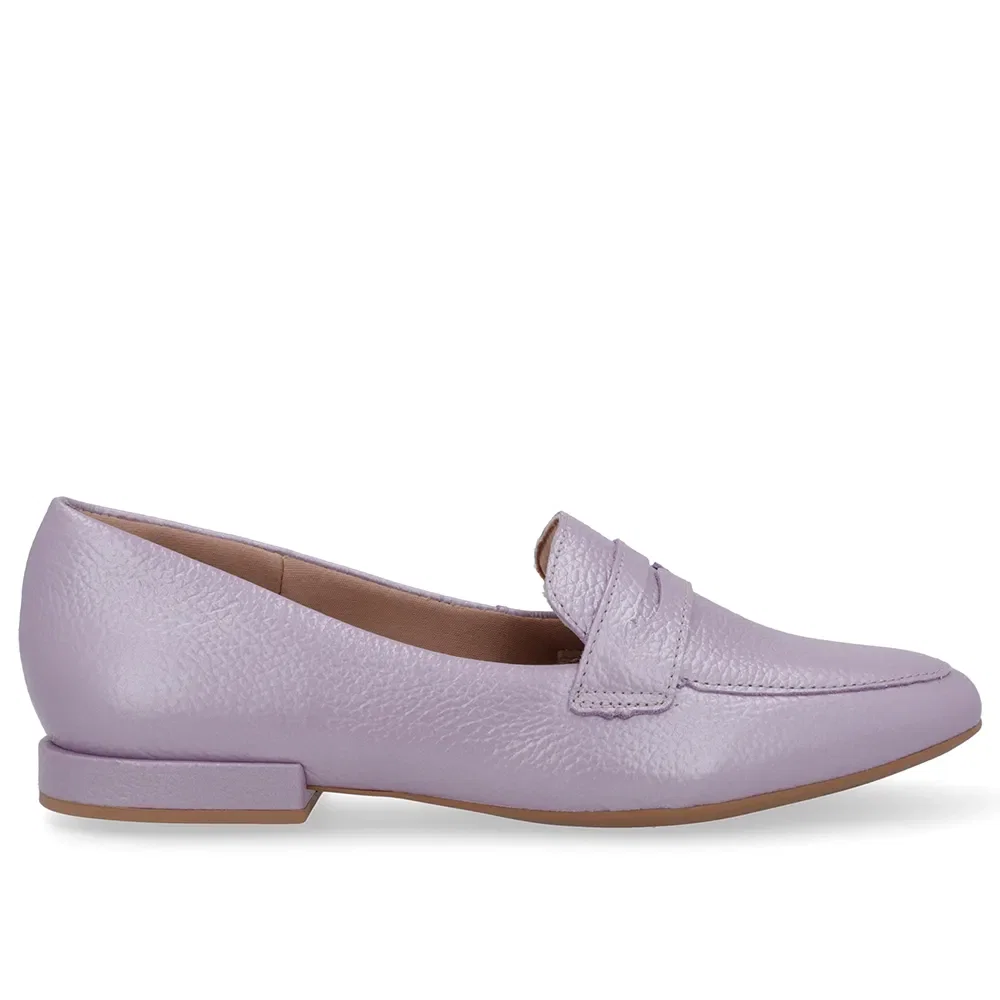 Loafer Lilás Couro Salto Bloco
